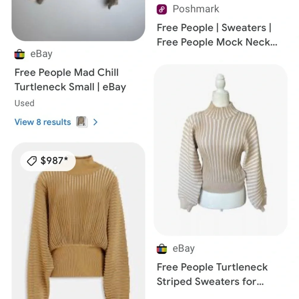 Free People Mad chill mock neck ribbed knit sweater balloon sleeves medium NWT